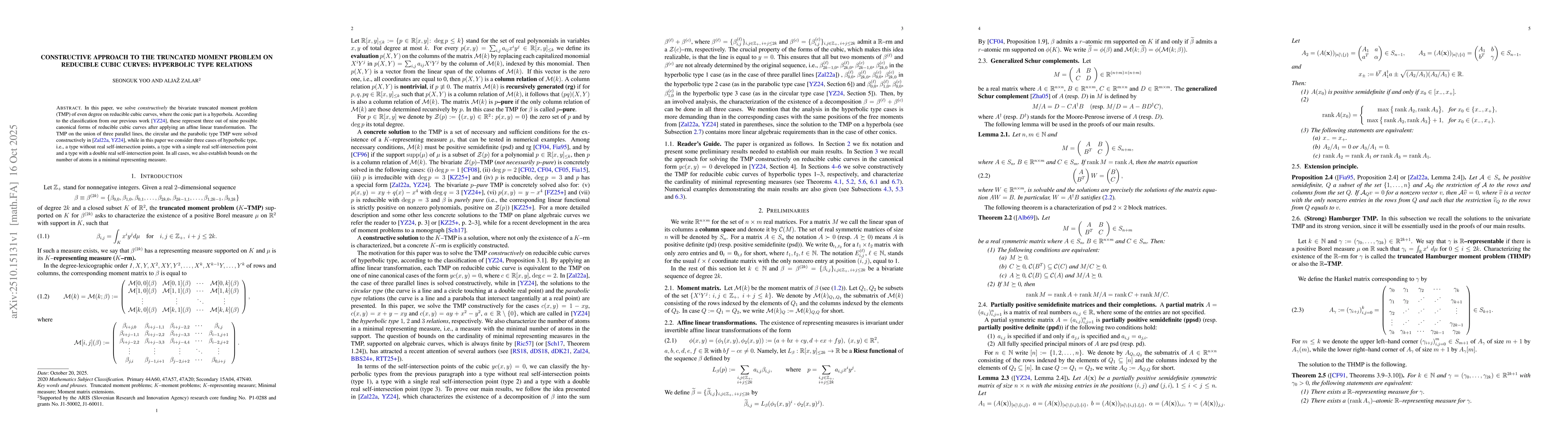 Thumbnail for Constructive approach to the truncated moment problem on reducible cubic
  curves: Hyperbolic type relations