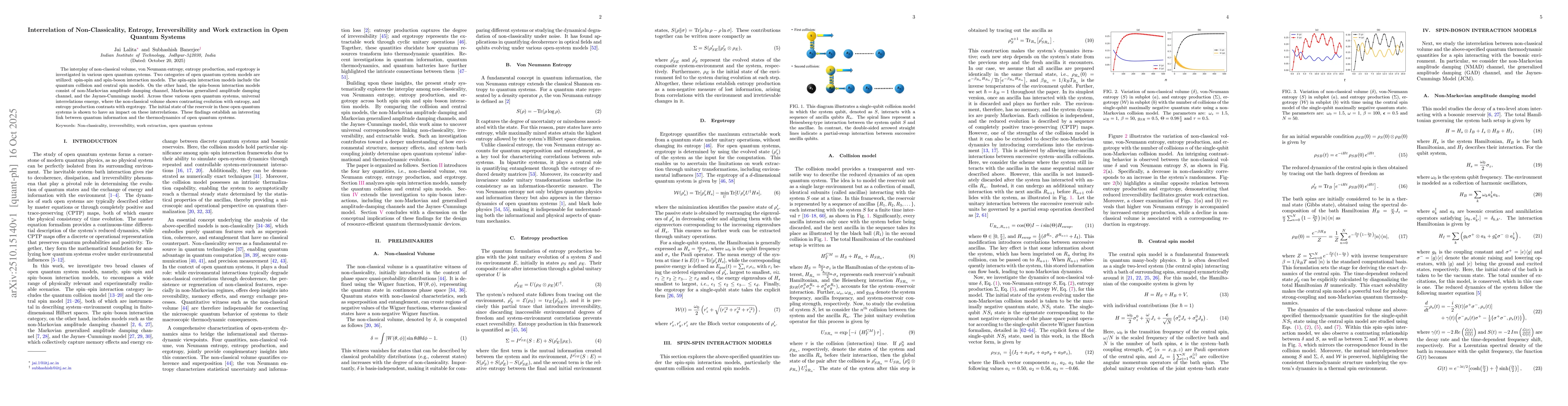 Thumbnail for Interrelation of Non-Classicality, Entropy, Irreversibility and Work
  extraction in Open Quantum Systems