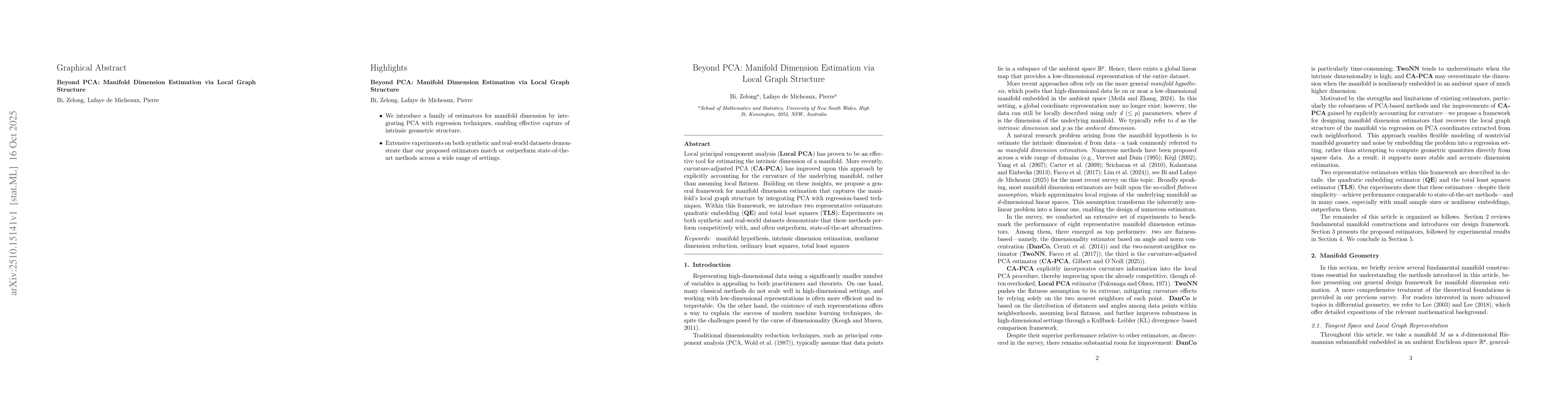 Thumbnail for Beyond PCA: Manifold Dimension Estimation via Local Graph Structure
