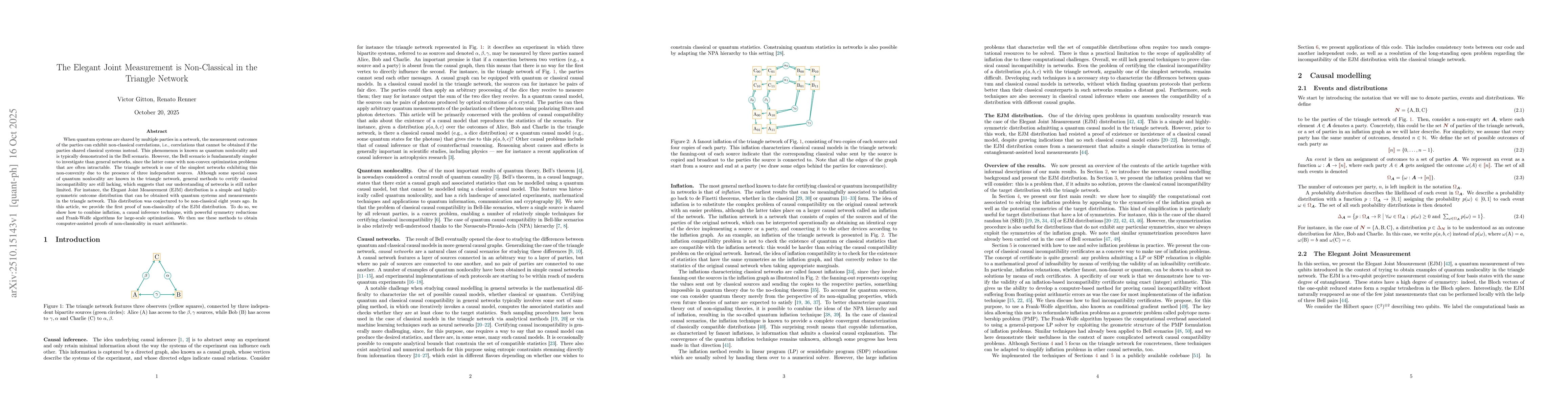 Thumbnail for The Elegant Joint Measurement is Non-Classical in the Triangle Network