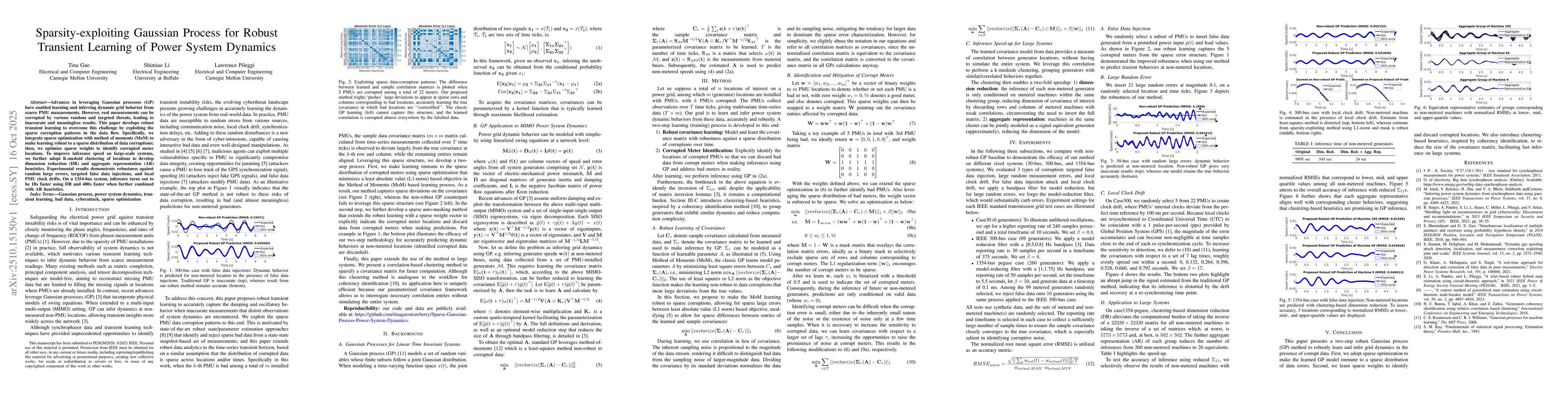 Thumbnail for Sparsity-exploiting Gaussian Process for Robust Transient Learning of
  Power System Dynamics
