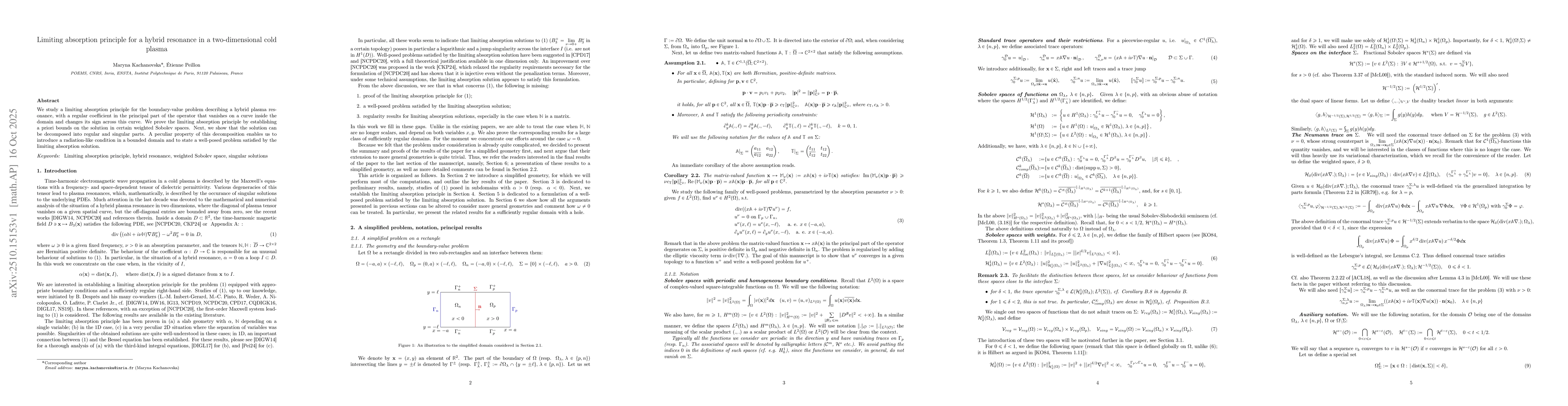 Thumbnail for Limiting absorption principle for a hybrid resonance in a
  two-dimensional cold plasma