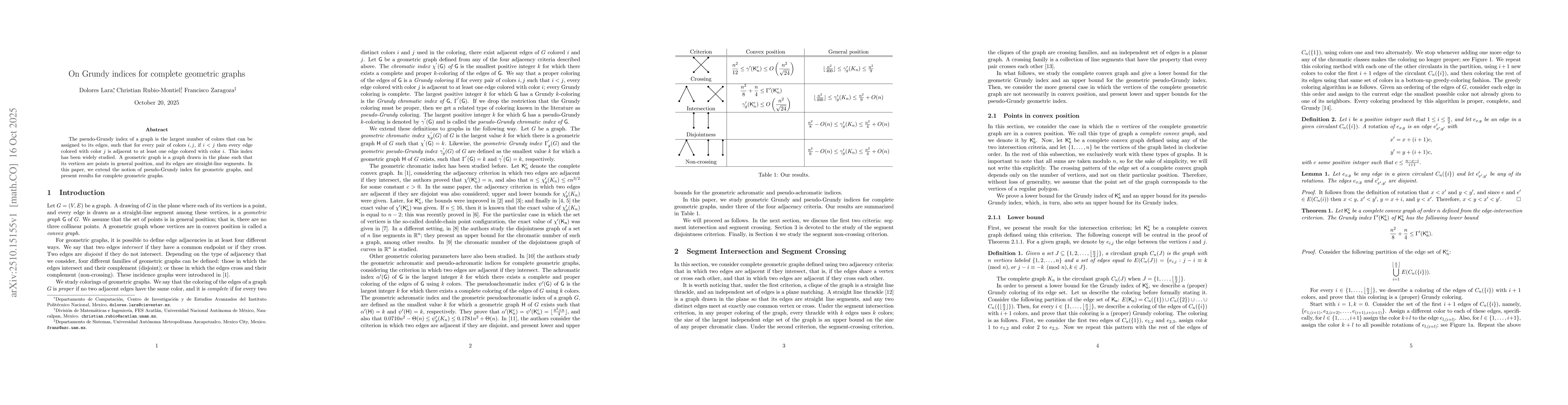 Thumbnail for On Grundy indices for complete geometric graphs