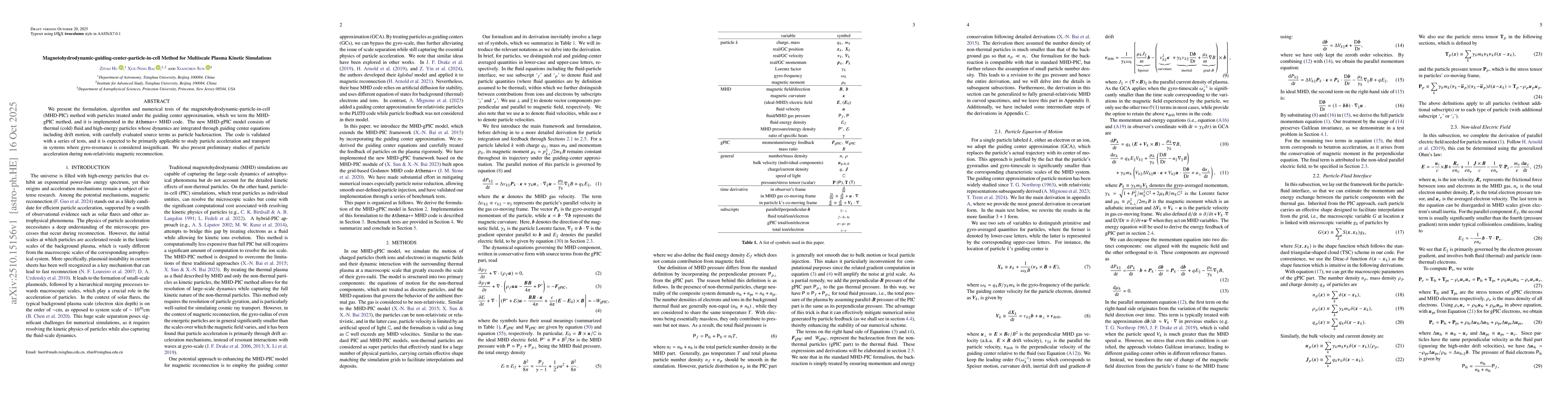 Thumbnail for Magnetohydrodynamic-guiding-center-particle-in-cell Method for
  Multiscale Plasma Kinetic Simulations
