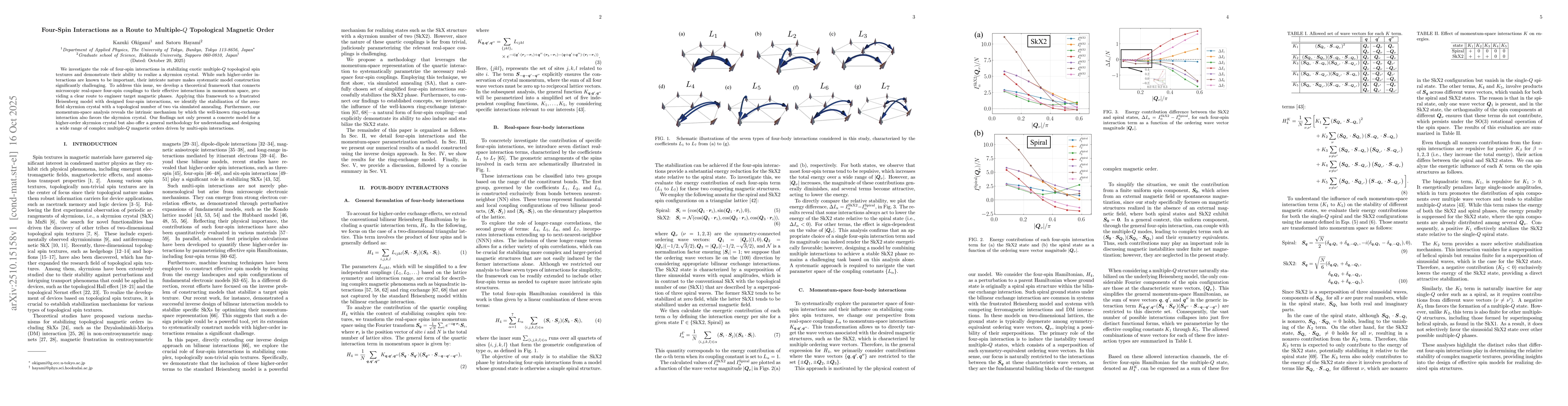 Thumbnail for Four-Spin Interactions as a Route to Multiple-Q Topological Magnetic
  Order