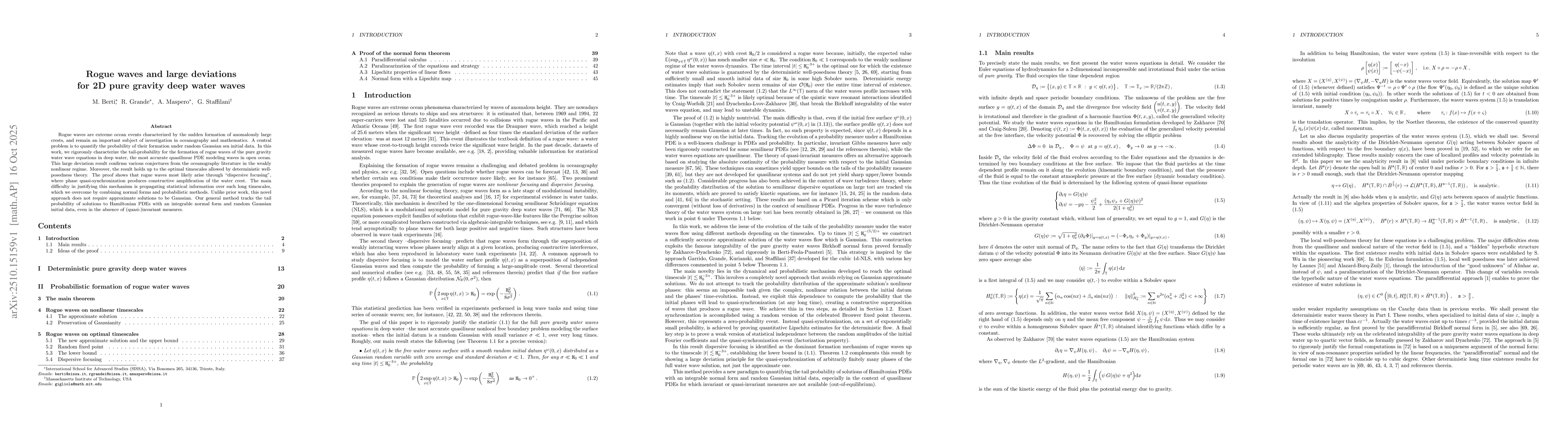 Thumbnail for Rogue waves and large deviations for 2D pure gravity deep water waves