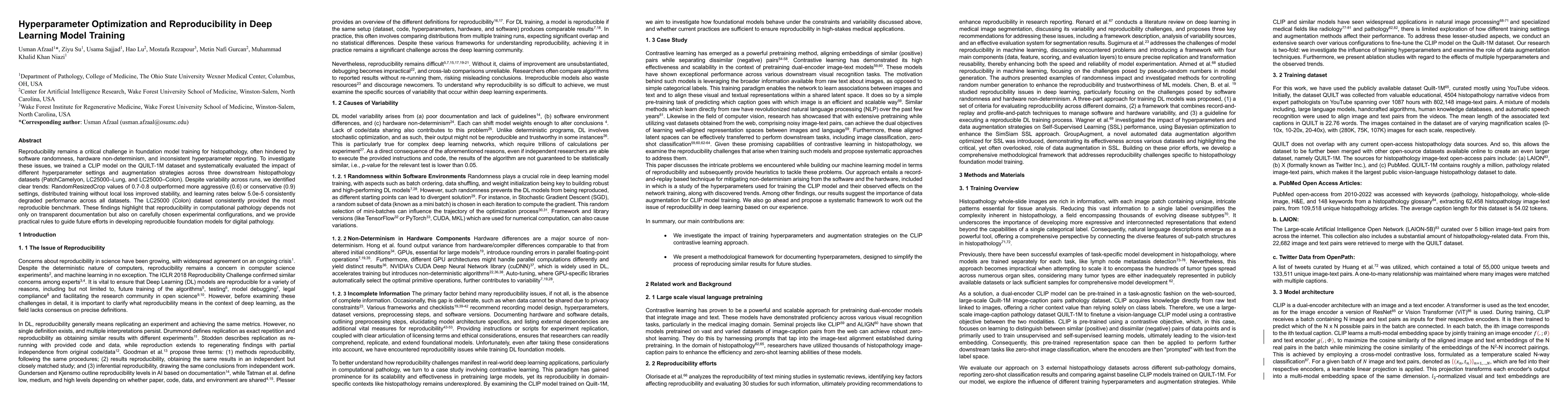 Thumbnail for Hyperparameter Optimization and Reproducibility in Deep Learning Model
  Training