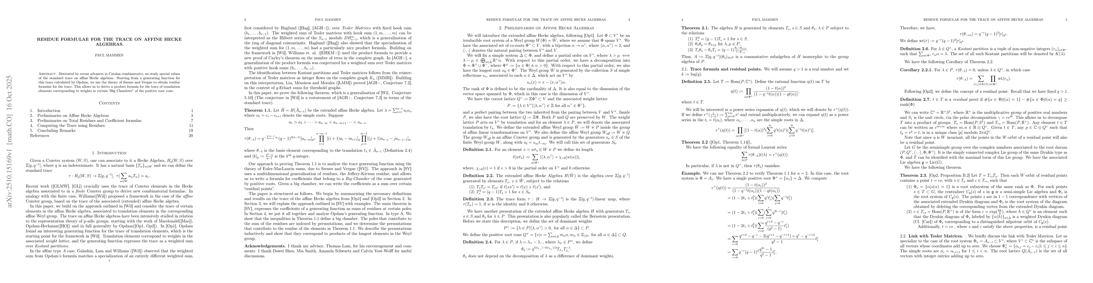 Thumbnail for Residue Formulae for the Trace on Affine Hecke Algebras
