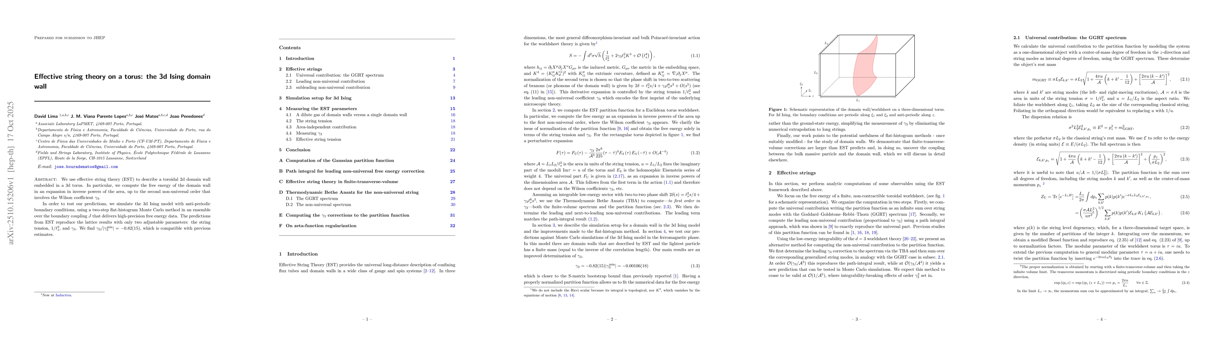 Thumbnail for Effective string theory on a torus: the 3d Ising domain wall