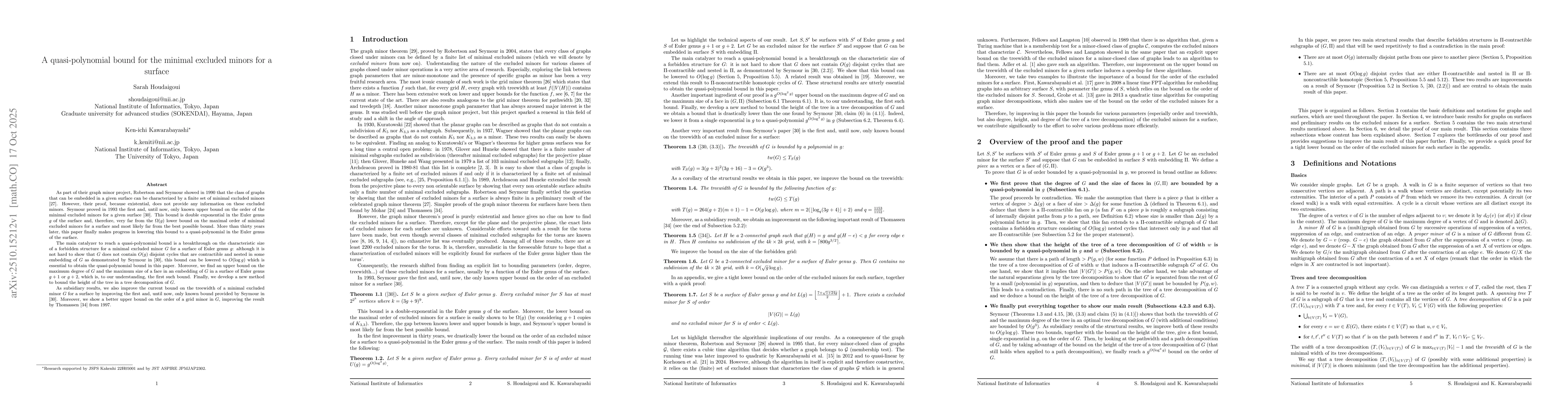 Thumbnail for A quasi-polynomial bound for the minimal excluded minors for a surface