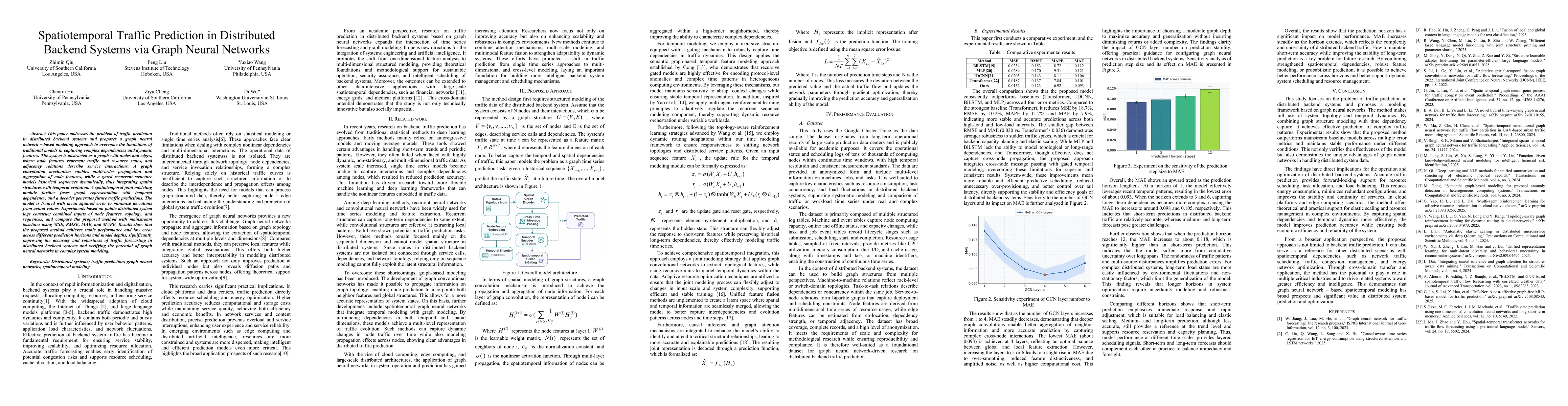 Thumbnail for Spatiotemporal Traffic Prediction in Distributed Backend Systems via
  Graph Neural Networks