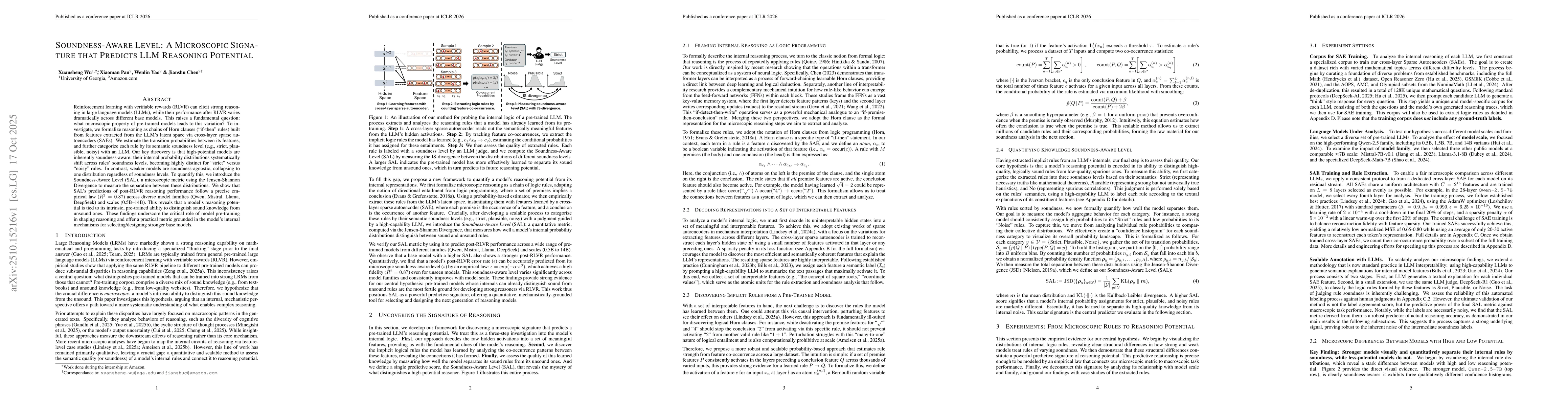 Thumbnail for Soundness-Aware Level: A Microscopic Signature that Predicts LLM
  Reasoning Potential