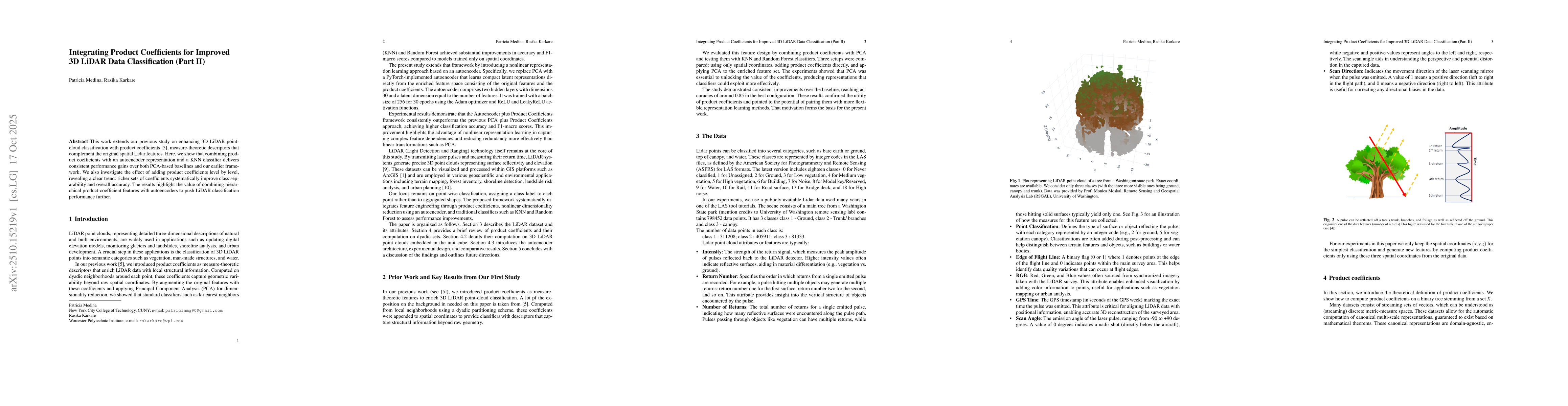 Thumbnail for Integrating Product Coefficients for Improved 3D LiDAR Data
  Classification (Part II)