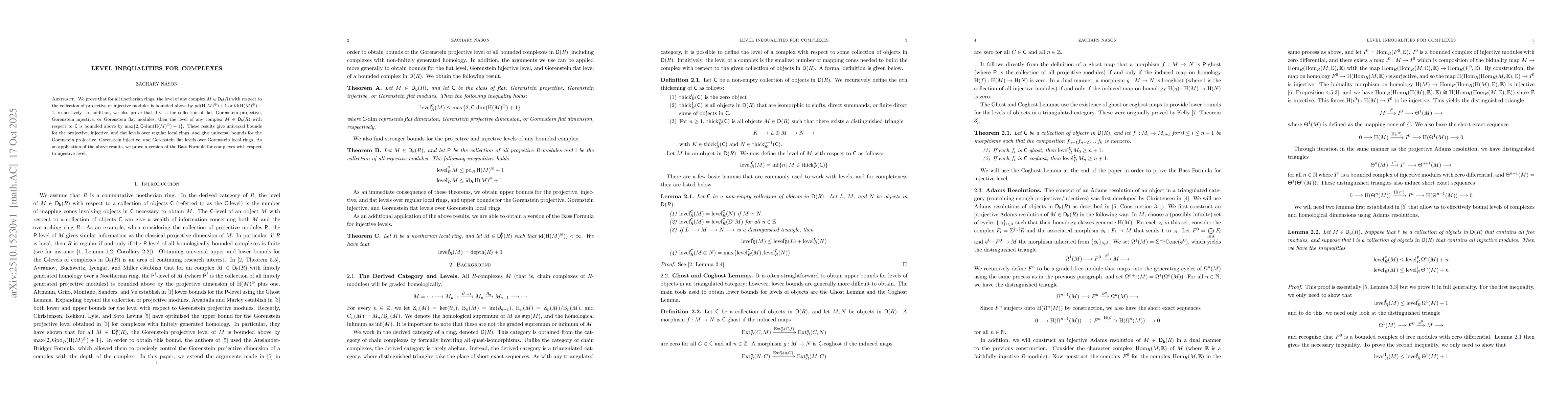 Thumbnail for Level Inequalities for Complexes