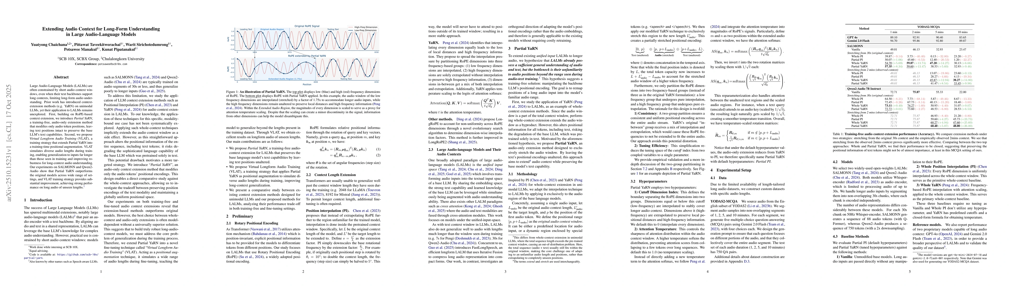 Thumbnail for Extending Audio Context for Long-Form Understanding in Large
  Audio-Language Models