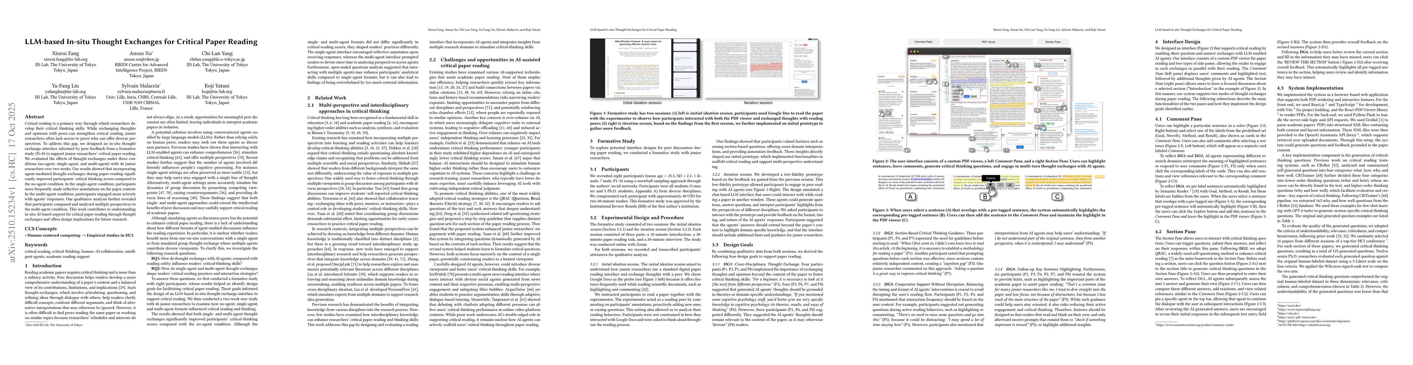 Thumbnail for LLM-based In-situ Thought Exchanges for Critical Paper Reading