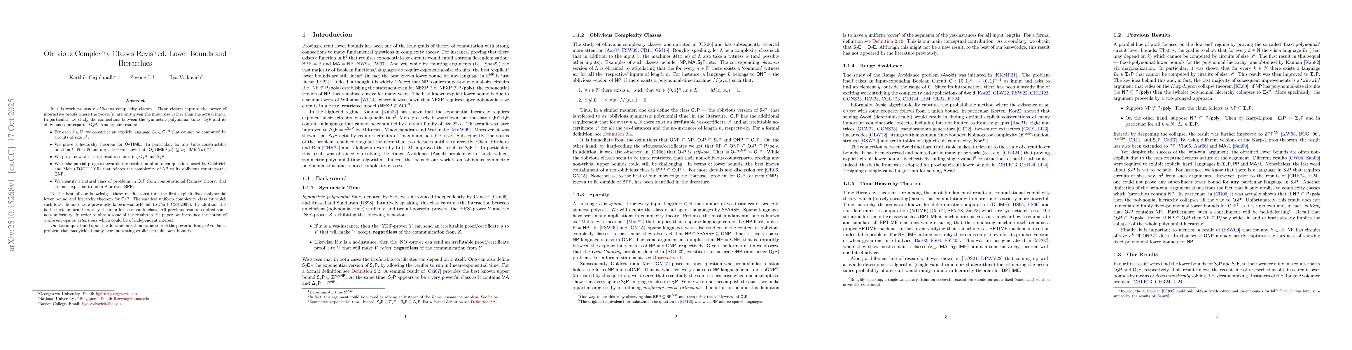 Thumbnail for Oblivious Complexity Classes Revisited: Lower Bounds and Hierarchies