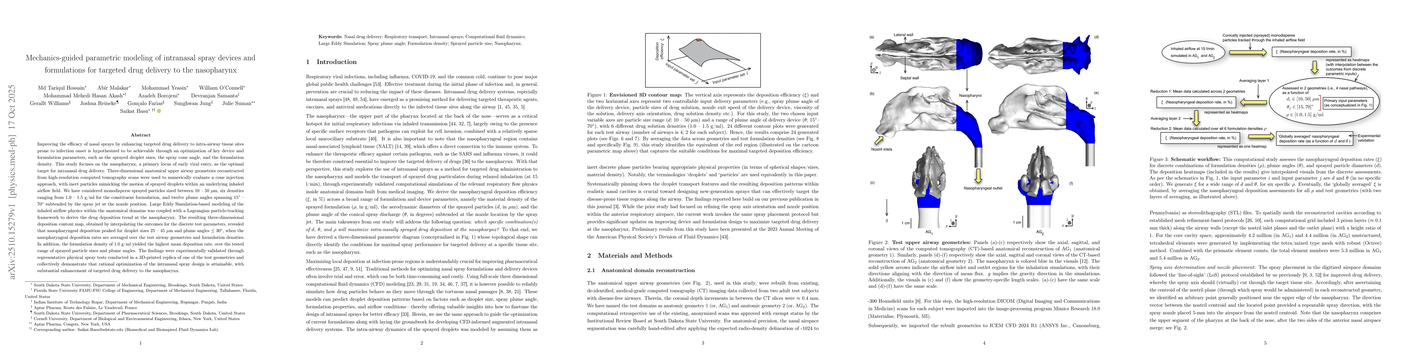 Thumbnail for Mechanics-guided parametric modeling of intranasal spray devices and
  formulations for targeted drug delivery to the nasopharynx