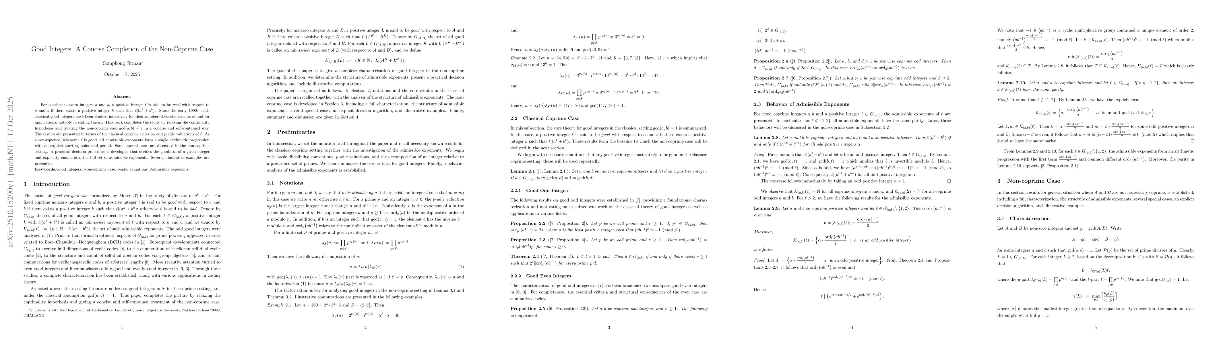 Thumbnail for Good Integers: A Concise Completion of the Non-Coprime Case