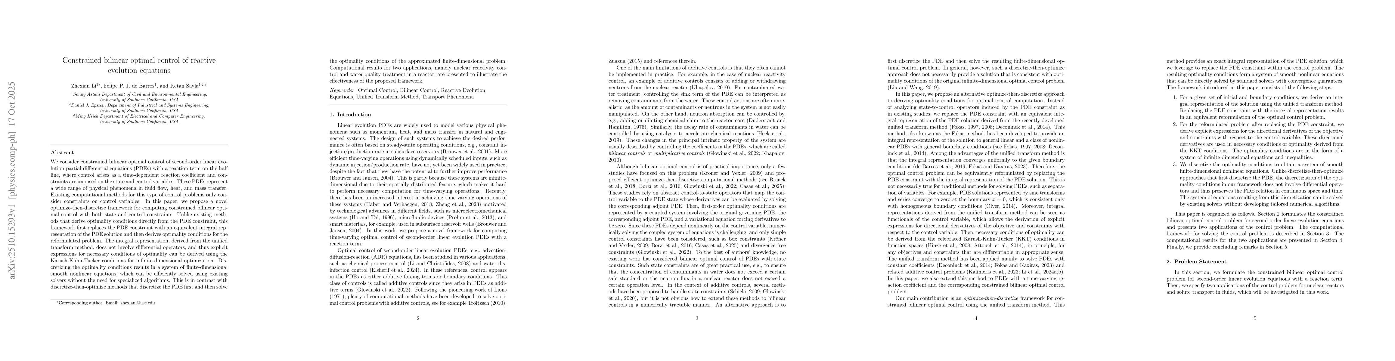 Thumbnail for Constrained bilinear optimal control of reactive evolution equations