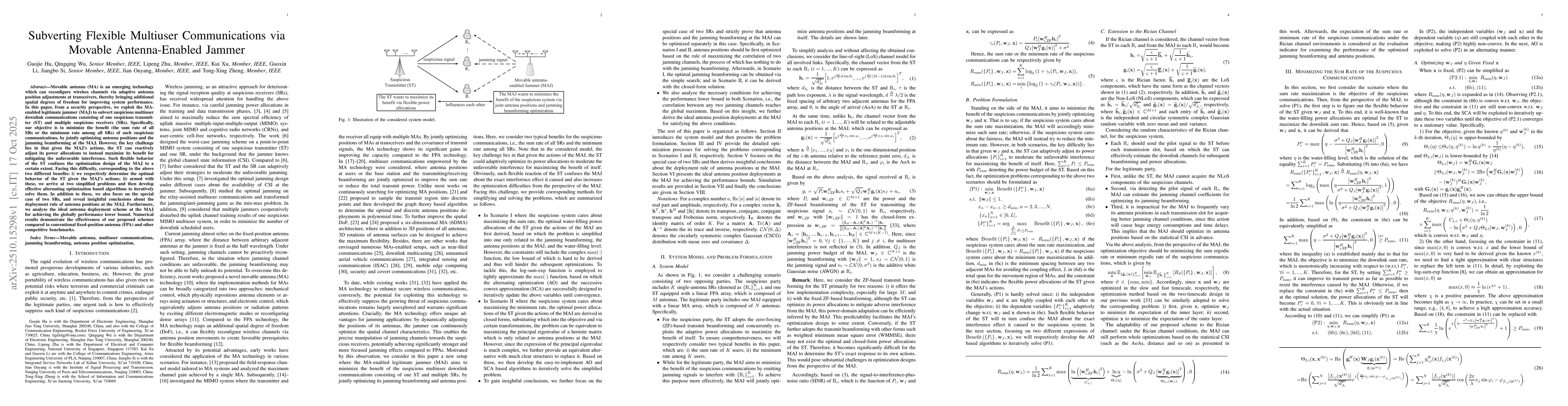 Thumbnail for Subverting Flexible Multiuser Communications via Movable Antenna-Enabled
  Jammer
