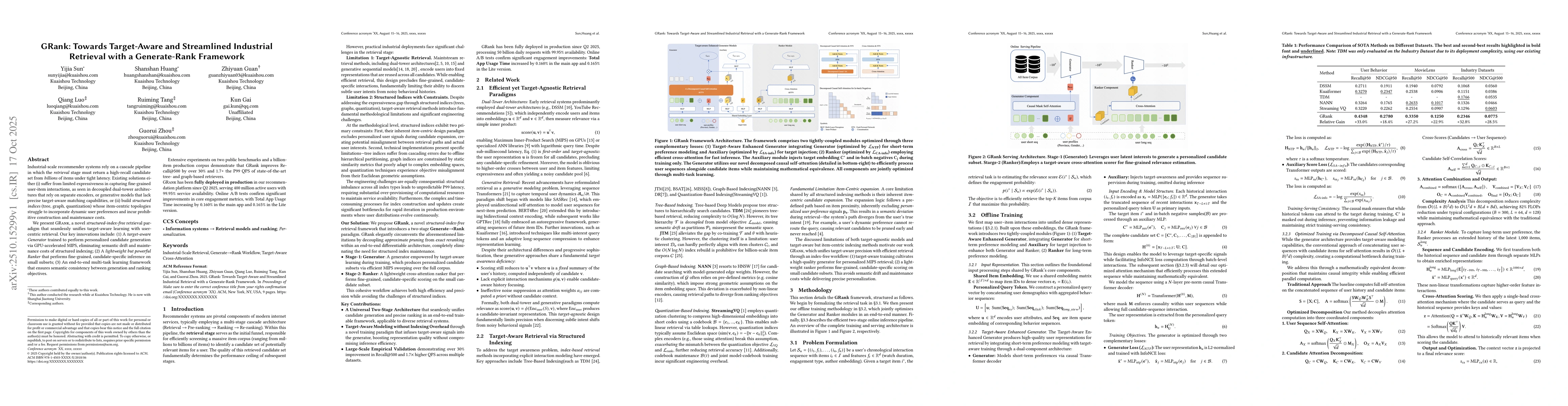 Thumbnail for GRank: Towards Target-Aware and Streamlined Industrial Retrieval with a
  Generate-Rank Framework