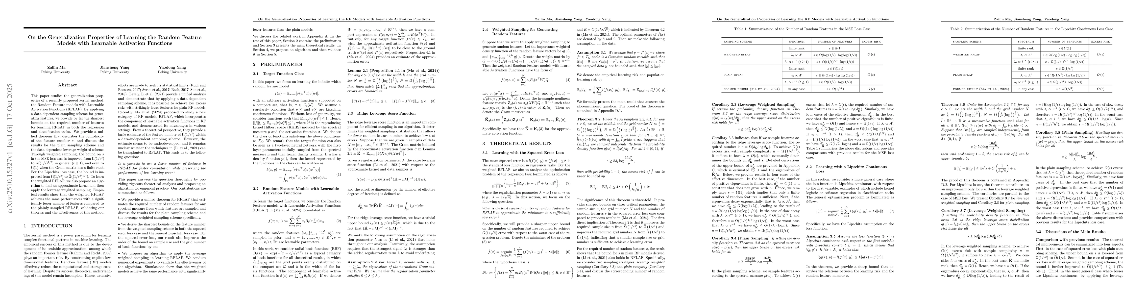 Thumbnail for On the Generalization Properties of Learning the Random Feature Models
  with Learnable Activation Functions