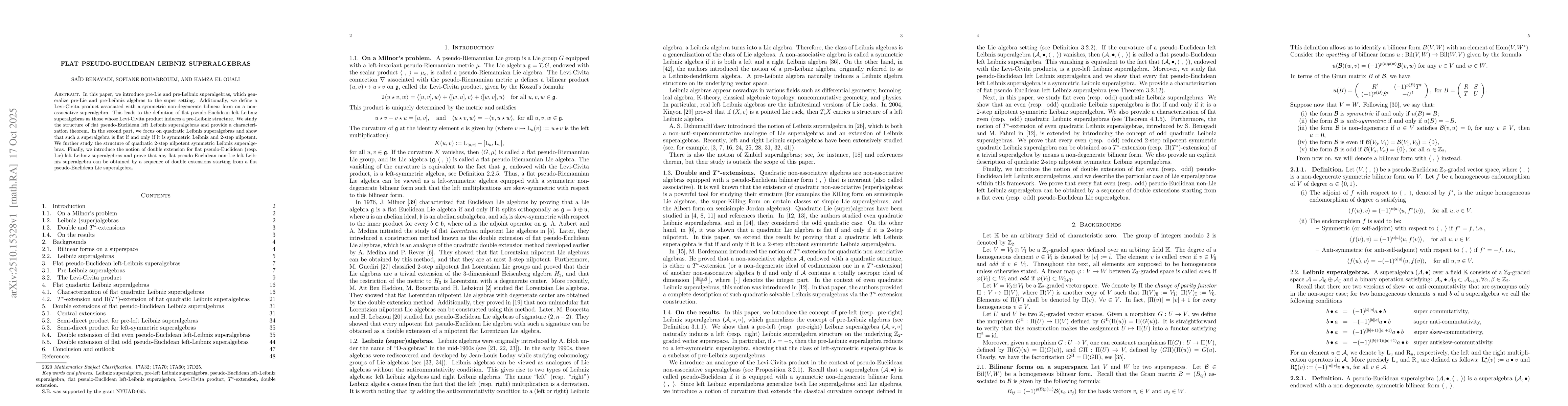 Thumbnail for Flat pseudo-Euclidean Leibniz superalgebras