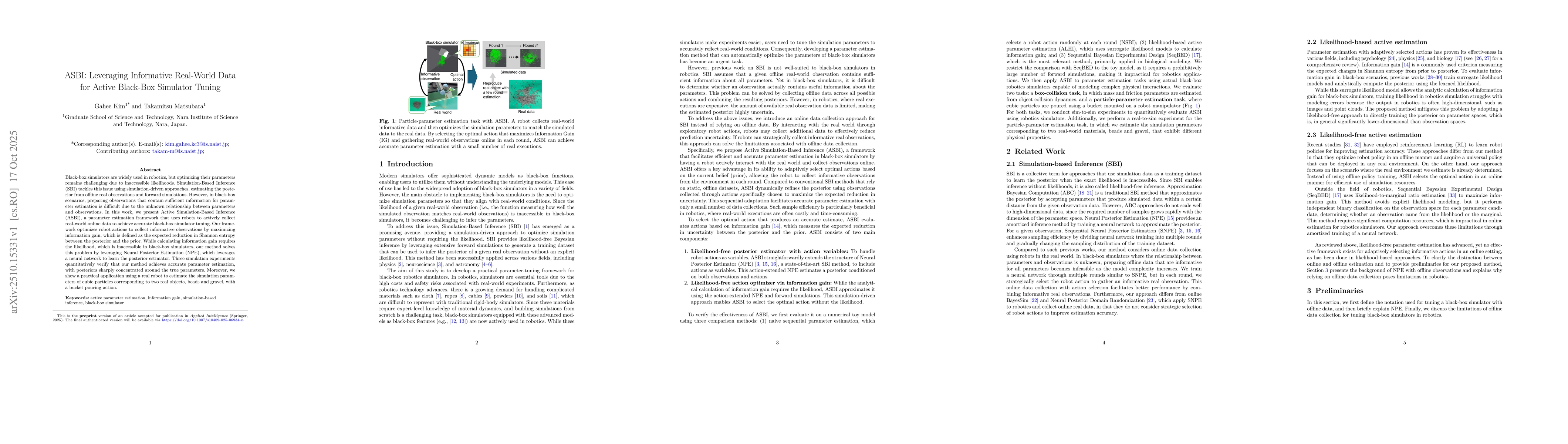 Thumbnail for ASBI: Leveraging Informative Real-World Data for Active Black-Box
  Simulator Tuning