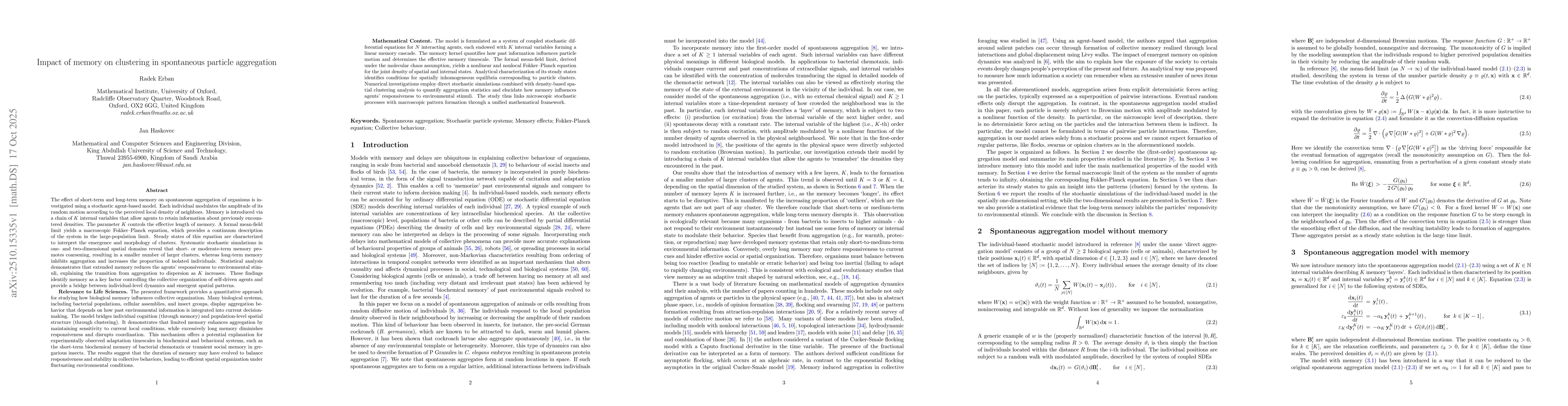 Thumbnail for Impact of memory on clustering in spontaneous particle aggregation