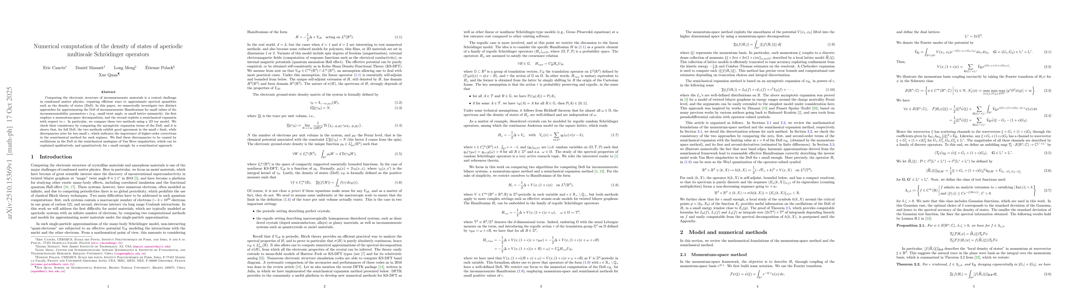 Thumbnail for Numerical computation of the density of states of aperiodic multiscale
  Schrödinger operators