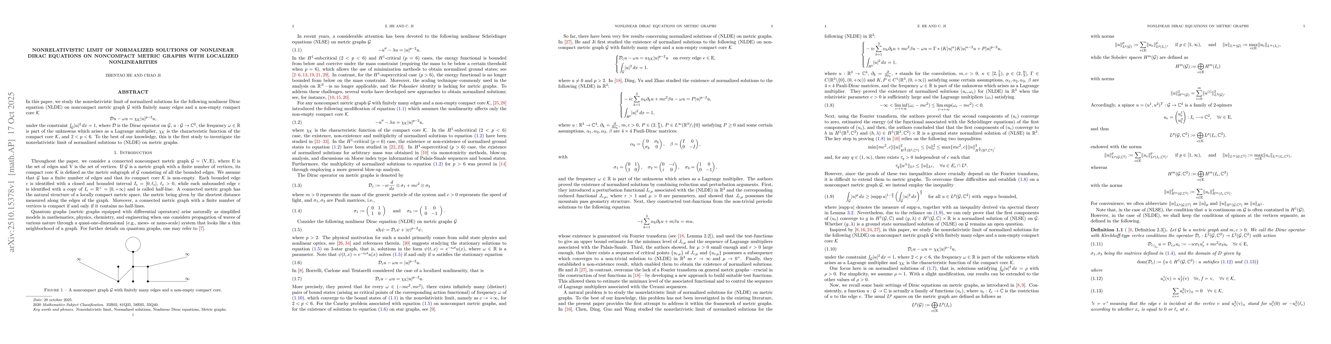 Thumbnail for Nonrelativistic limit of normalized solutions of nonlinear Dirac
  equations on noncompact metric graphs with localized nonlinearities