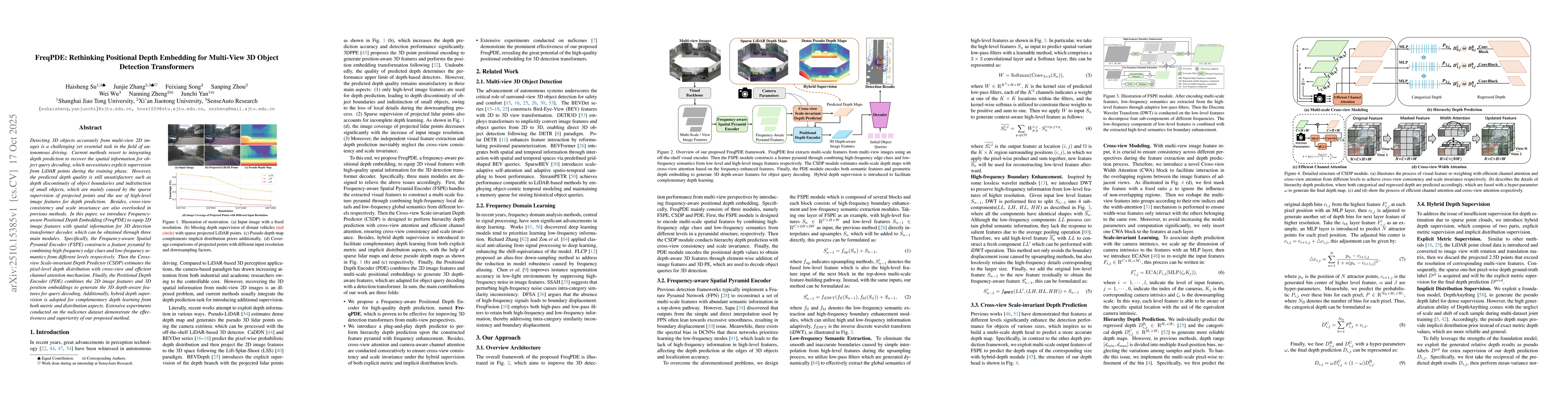 Thumbnail for FreqPDE: Rethinking Positional Depth Embedding for Multi-View 3D Object
  Detection Transformers