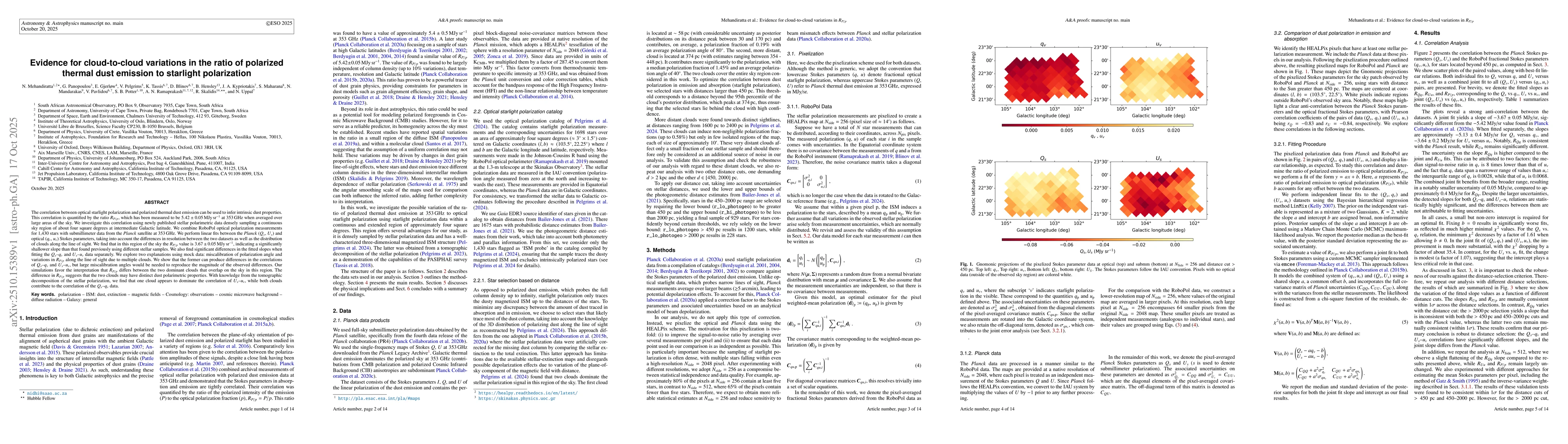 Thumbnail for Evidence for cloud-to-cloud variations in the ratio of polarized thermal
  dust emission to starlight polarization