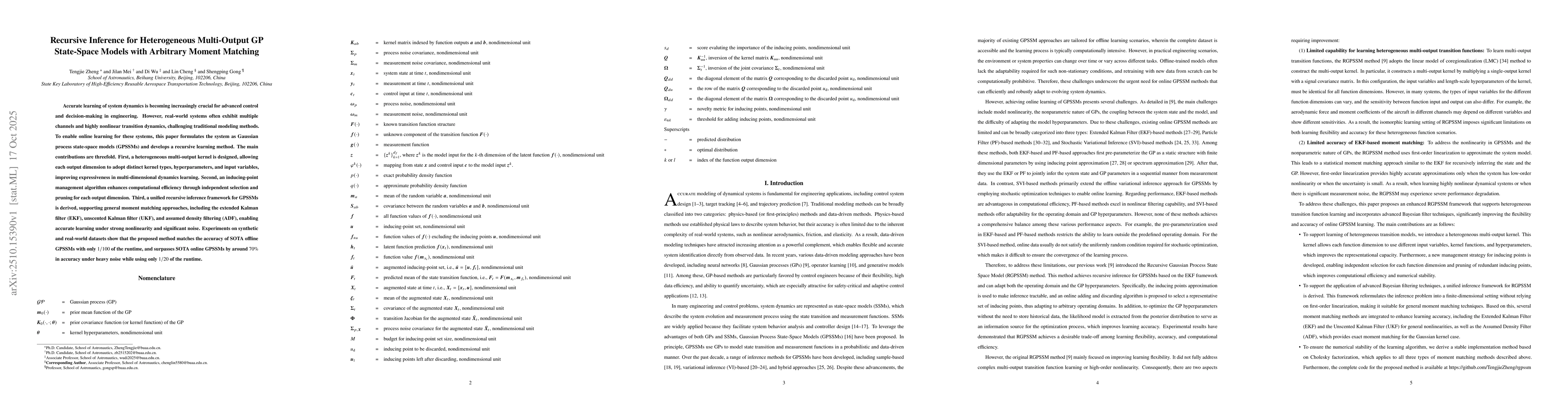 Thumbnail for Recursive Inference for Heterogeneous Multi-Output GP State-Space Models
  with Arbitrary Moment Matching