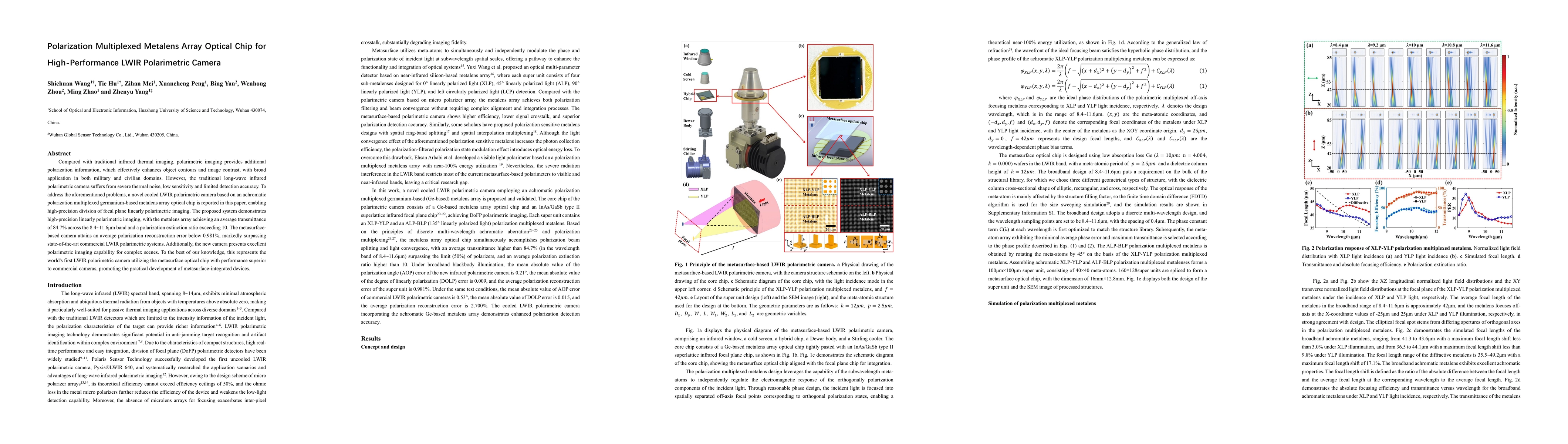 Thumbnail for Polarization Multiplexed Metalens Array Optical Chip for
  High-Performance LWIR Polarimetric Camera