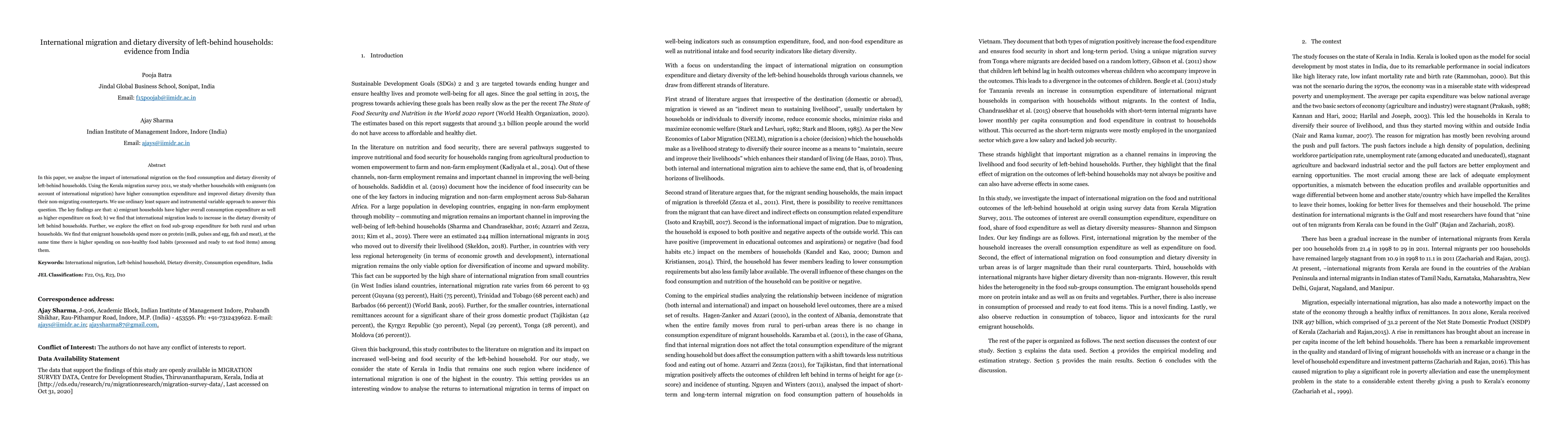 Thumbnail for International migration and dietary diversity of left-behind households:
  evidence from India