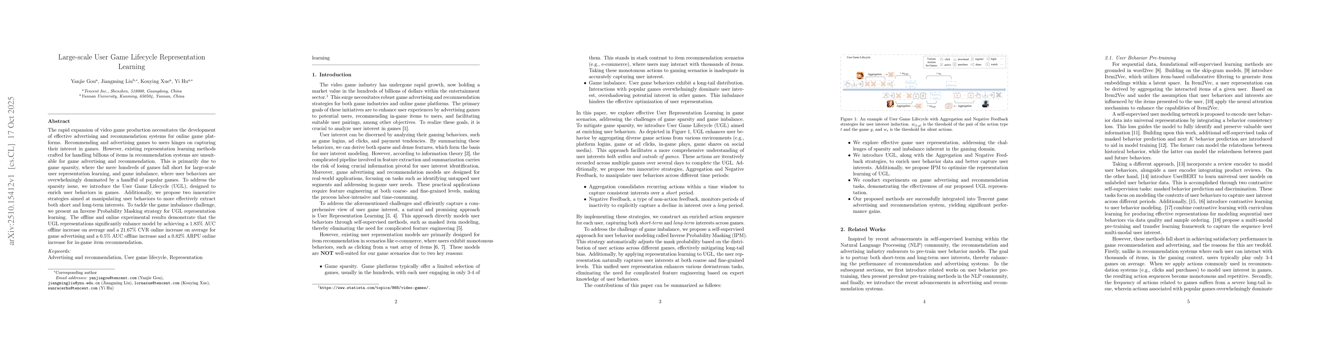 Thumbnail for Large-scale User Game Lifecycle Representation Learning