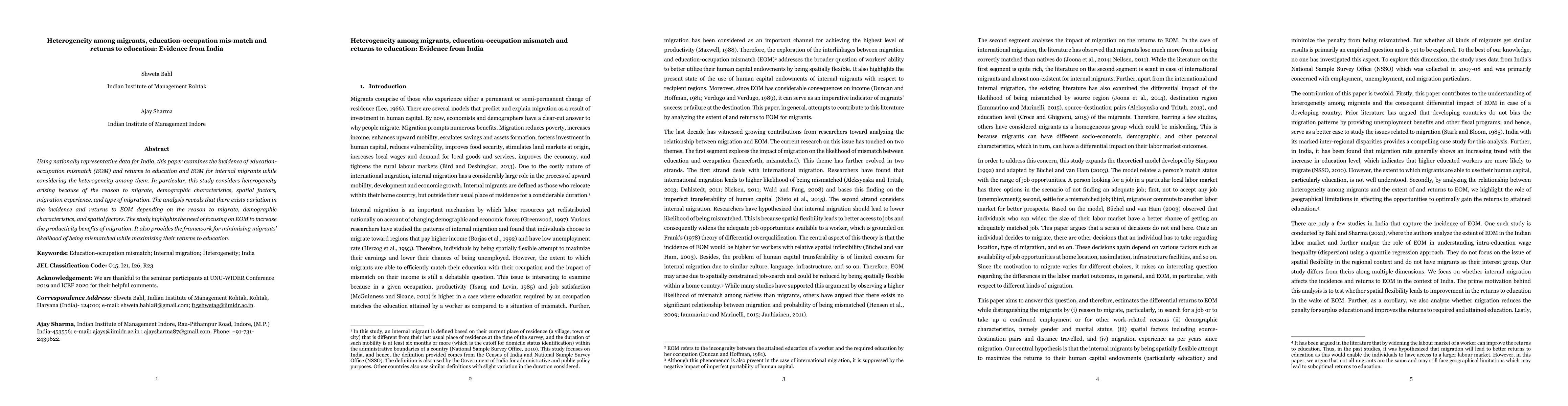 Thumbnail for Heterogeneity among migrants, education-occupation mis-match and returns
  to education: Evidence from India