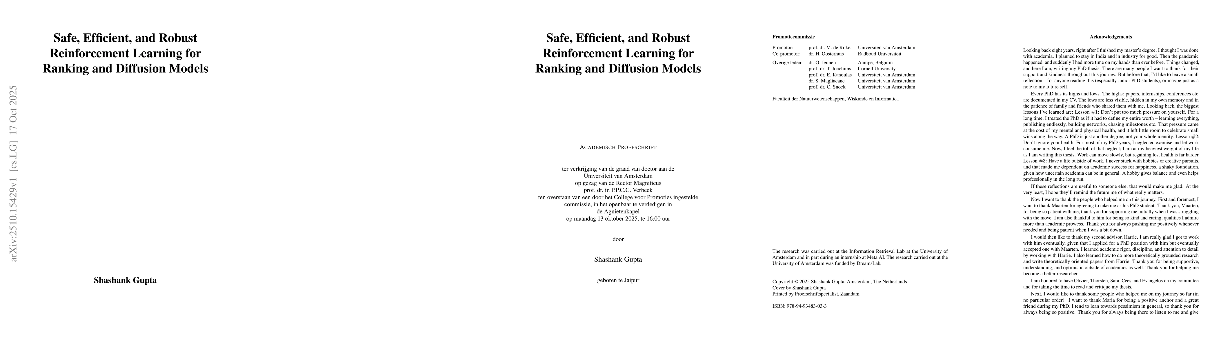 Thumbnail for Safe, Efficient, and Robust Reinforcement Learning for Ranking and
  Diffusion Models