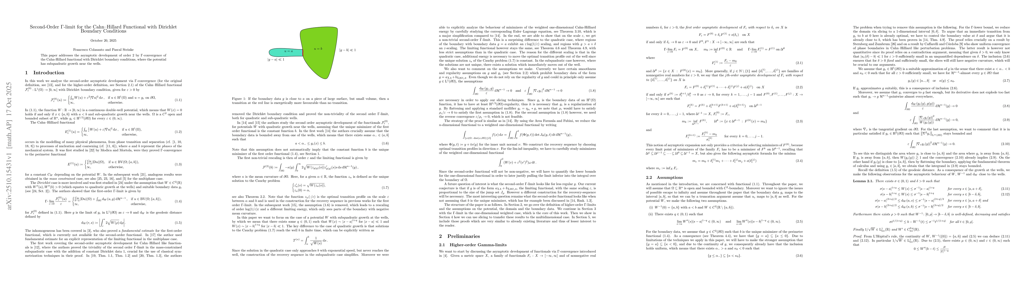 Thumbnail for Second-Order Gamma Limit for the Cahn-Hilliard Functional with Dirichlet
  Boundary Conditions