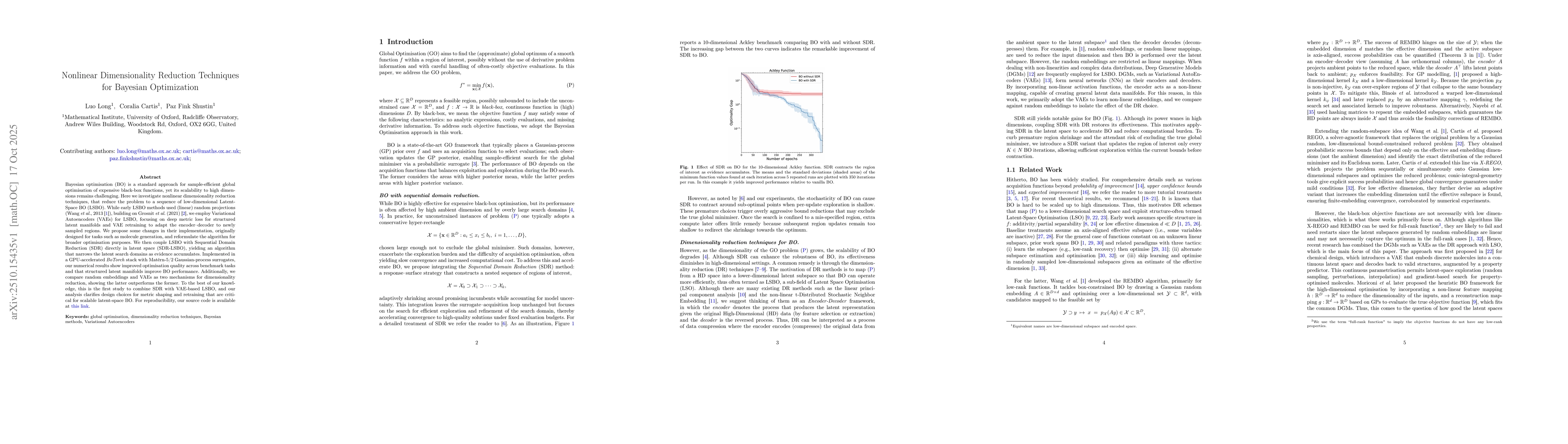 Thumbnail for Nonlinear Dimensionality Reduction Techniques for Bayesian Optimization