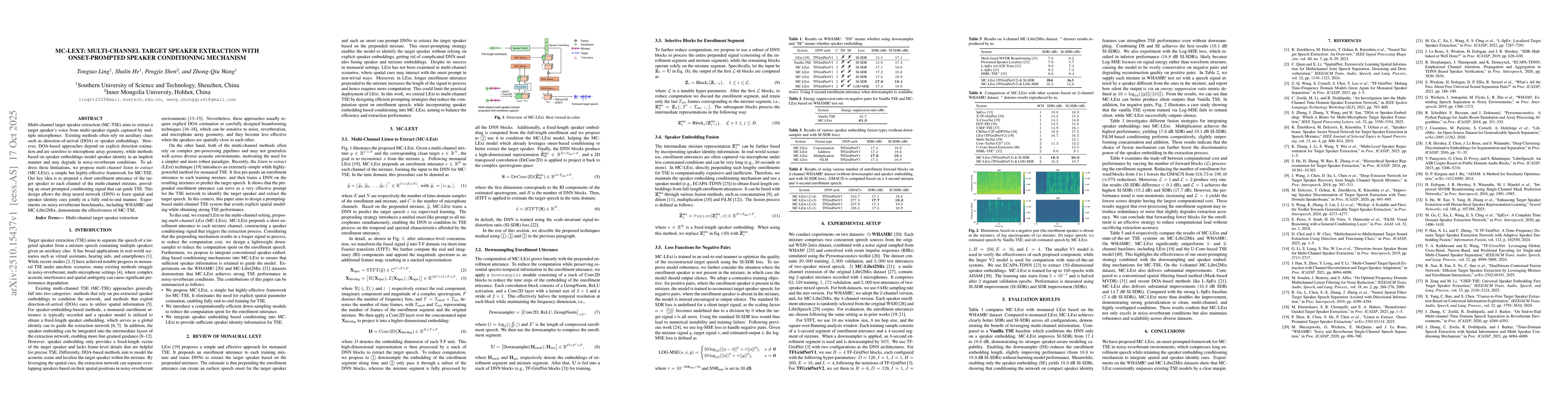 Thumbnail for MC-LExt: Multi-Channel Target Speaker Extraction with Onset-Prompted
  Speaker Conditioning Mechanism