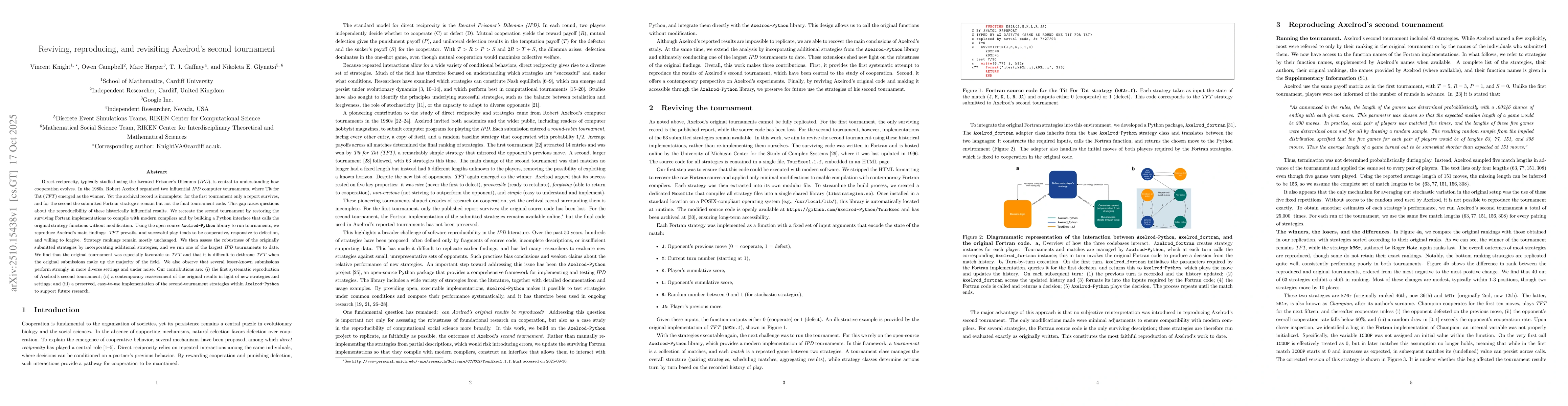 Thumbnail for Reviving, reproducing, and revisiting Axelrod's second tournament