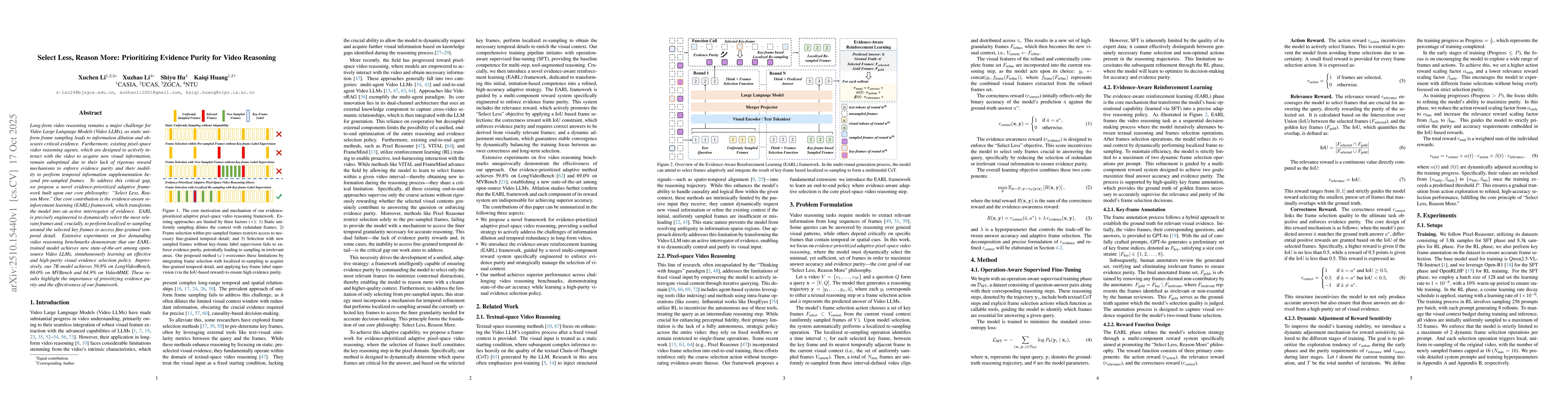 Thumbnail for Select Less, Reason More: Prioritizing Evidence Purity for Video
  Reasoning