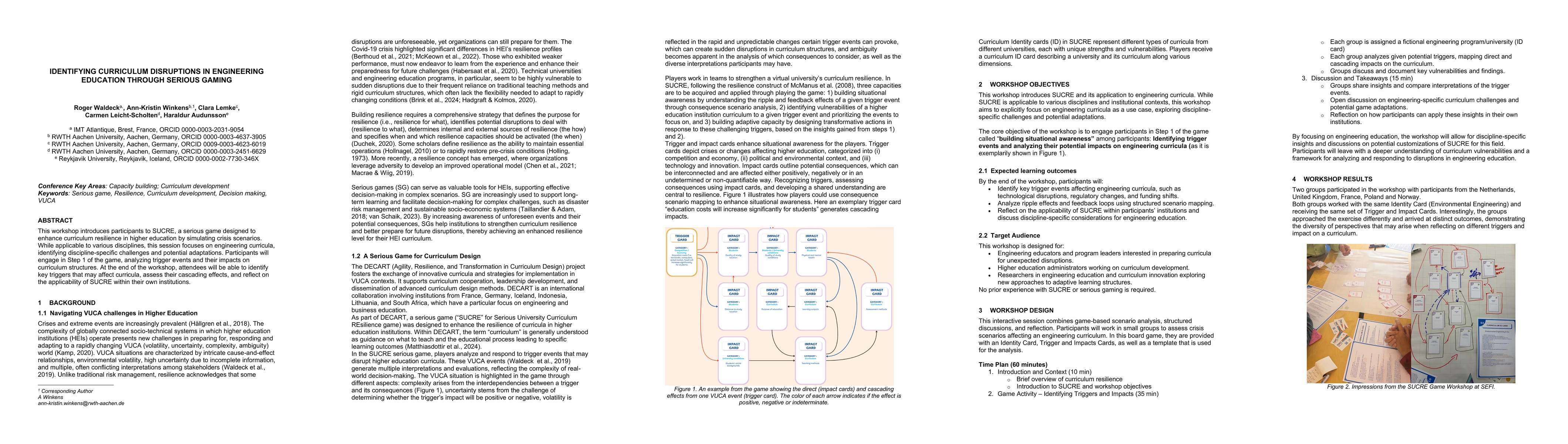 Thumbnail for Identifying curriculum disruptions in engineering education through
  serious gaming
