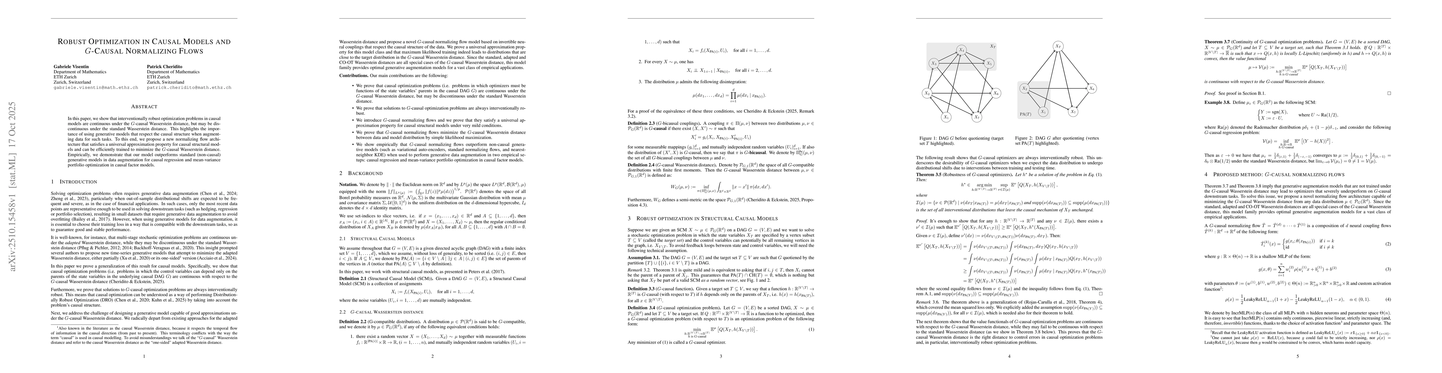 Thumbnail for Robust Optimization in Causal Models and G-Causal Normalizing Flows