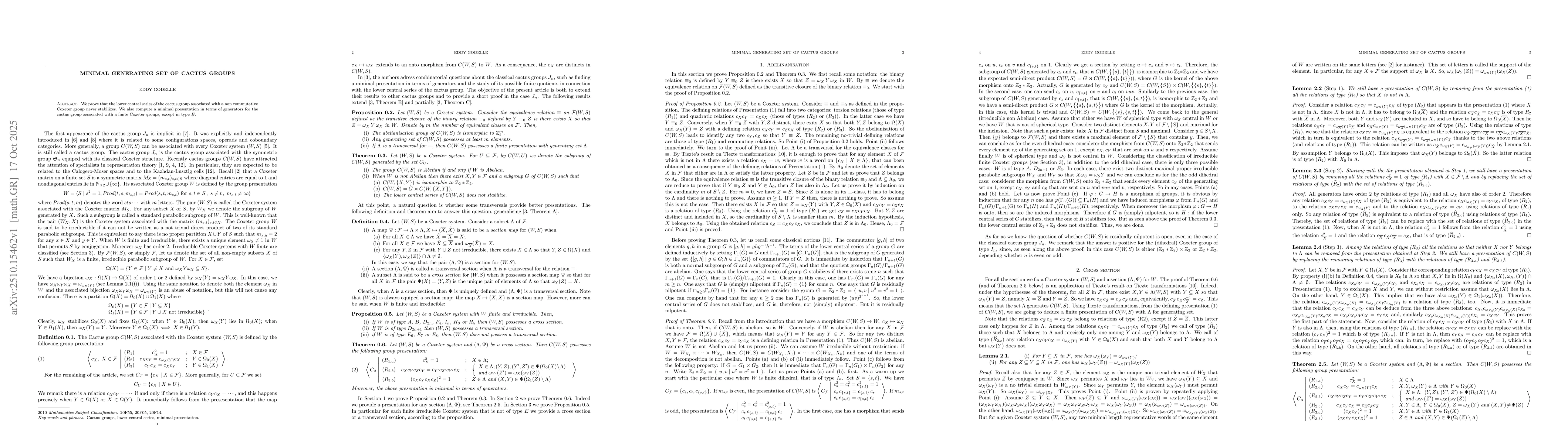 Thumbnail for Minimal generating set of cactus groups