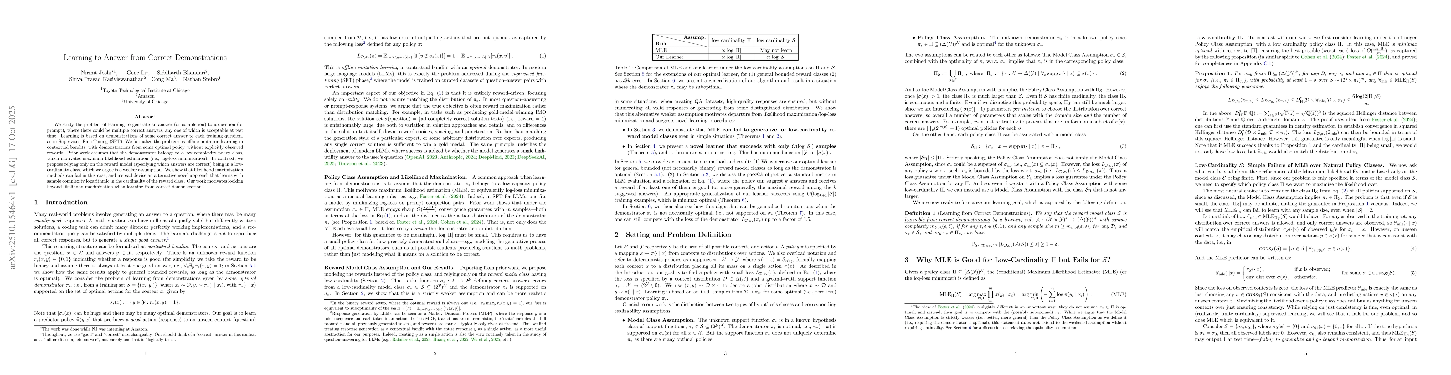 Thumbnail for Learning to Answer from Correct Demonstrations