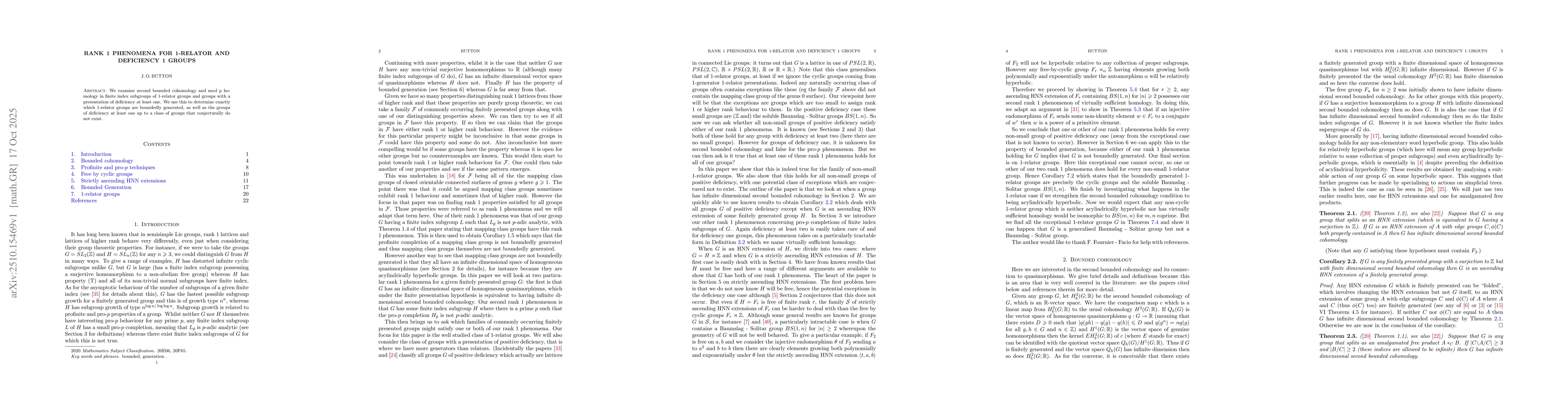 Thumbnail for Rank 1 phenomena for 1-relator and deficiency 1 groups